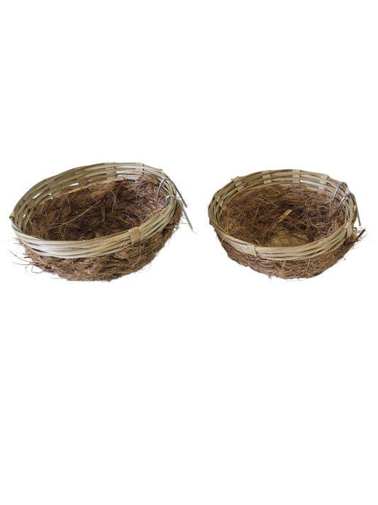 Vogelnest aus Peddingrohr mit Kokus Ø 12cm.mit Drahteinhängung