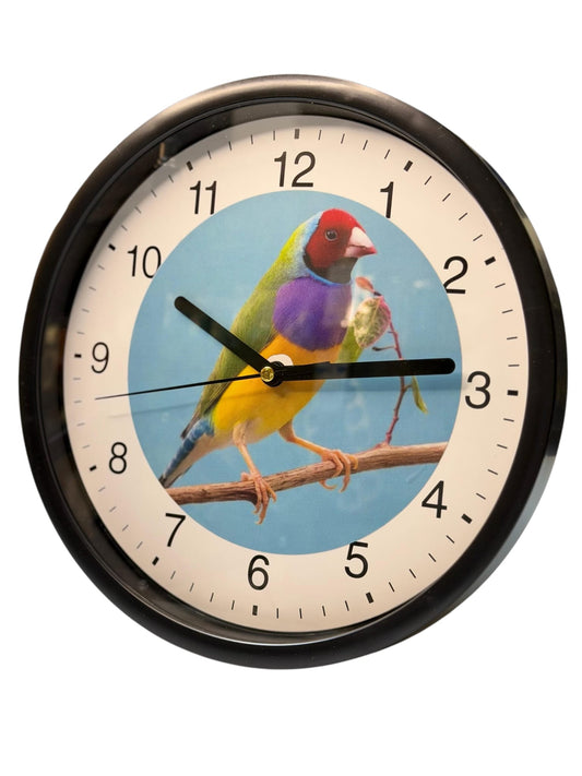 Wanduhr mit Gouldamadine-Motiv Ø 23cm.